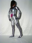 Silver with Gray Shinny Metallic Superhero Catsuit